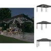 Telte & Lysthuse^Festtelte & havepavilloner - Living pavillon med dobbelt tag og LED-lyskæder 3x4 m antracitgrå