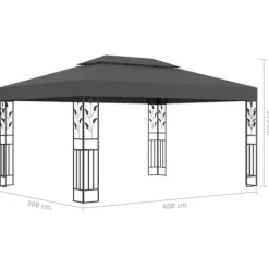 Telte & Lysthuse^Festtelte & havepavilloner - Living pavillon med dobbelt tag og LED-lyskæder 3x4 m antracitgrå