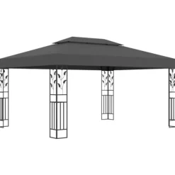 Telte & Lysthuse^Festtelte & havepavilloner - Living pavillon med dobbelt tag og LED-lyskæder 3x4 m antracitgrå