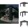 Sale Festtelte & havepavilloner - Living pavillon med dobbelt tag og LED-lyskæder 3x3 m antracitgrå Telte & Lysthuse