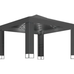 Sale Festtelte & havepavilloner - Living pavillon med dobbelt tag og LED-lyskæder 3x3 m antracitgrå Telte & Lysthuse