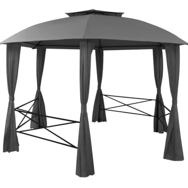 Telte & Lysthuse^Festtelte & havepavilloner - Living havebaldakin pavillontelt med gardiner sekskantet 360x265 cm