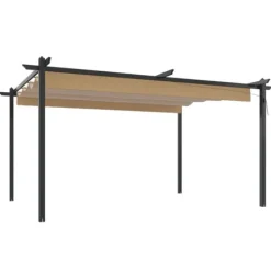 Telte & Lysthuse^Festtelte & havepavilloner - Living havepavillon med sammenrulleligt tag 4x3 m gråbrun