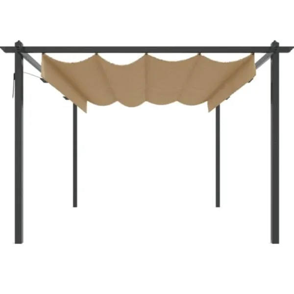Telte & Lysthuse^Festtelte & havepavilloner - Living havepavillon med sammenrulleligt tag 4x3 m gråbrun