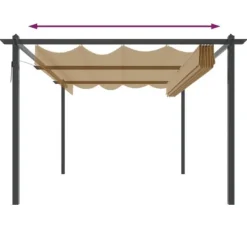 Telte & Lysthuse^Festtelte & havepavilloner - Living havepavillon med sammenrulleligt tag 4x3 m gråbrun