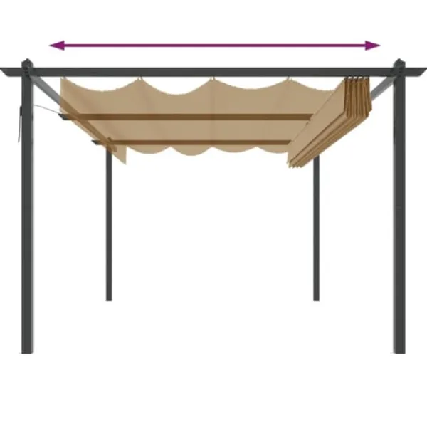 Telte & Lysthuse^Festtelte & havepavilloner - Living havepavillon med sammenrulleligt tag 4x3 m gråbrun