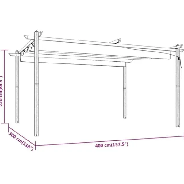Telte & Lysthuse^Festtelte & havepavilloner - Living havepavillon med sammenrulleligt tag 4x3 m gråbrun