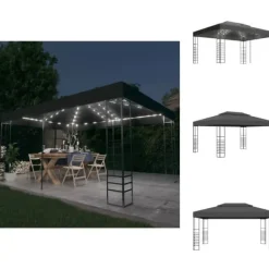 Discount Festtelte & havepavilloner - Living pavillon med LED-lyskæder 3x4 m antracitgrå Telte & Lysthuse