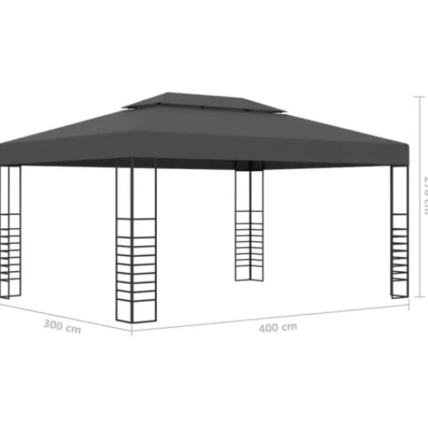 Discount Festtelte & havepavilloner - Living pavillon med LED-lyskæder 3x4 m antracitgrå Telte & Lysthuse