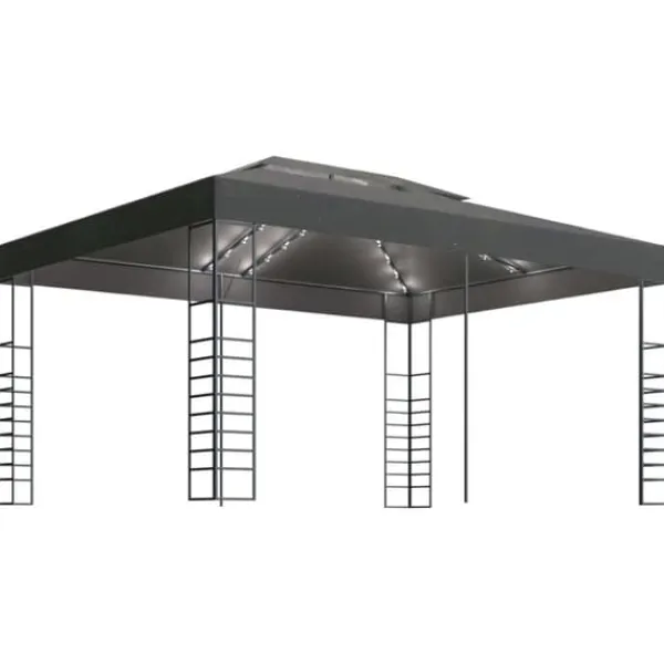 Discount Festtelte & havepavilloner - Living pavillon med LED-lyskæder 3x4 m antracitgrå Telte & Lysthuse