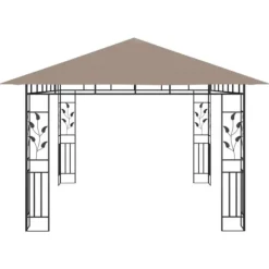 New Festtelte & havepavilloner - Living pavillon med myggenet + LED-lyskæder 4x3x2,73 m gråbrun Telte & Lysthuse