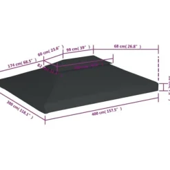 Telte & Lysthuse^Festtelte & havepavilloner – tage - Living pavillontopdække i 2 lag 310 g/m² 4x3 m antracitgrå