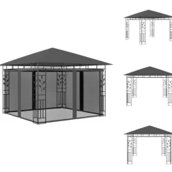 Sale Festtelte & havepavilloner - Living pavillon med myggenet 3x3x,2,73 m 180 g/m² antracitgrå Telte & Lysthuse