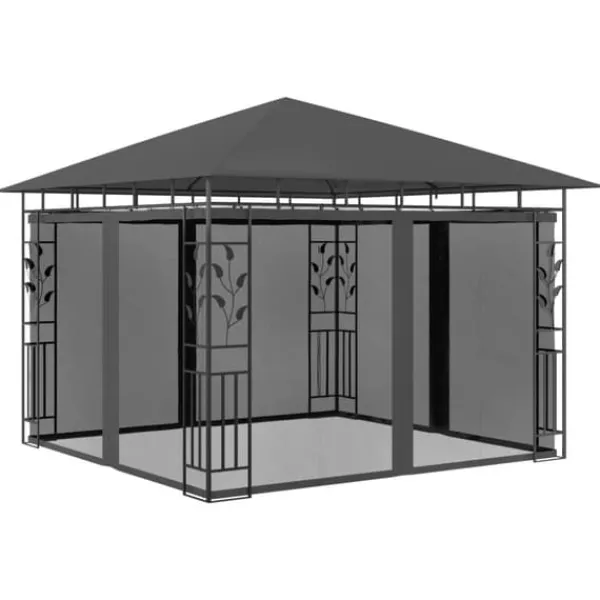 Sale Festtelte & havepavilloner - Living pavillon med myggenet 3x3x,2,73 m 180 g/m² antracitgrå Telte & Lysthuse