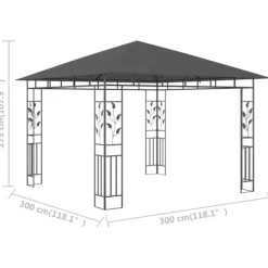Sale Festtelte & havepavilloner - Living pavillon med myggenet 3x3x,2,73 m 180 g/m² antracitgrå Telte & Lysthuse