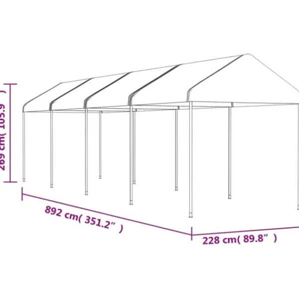 Online Festtelte & havepavilloner - Living pavillon med tag 8,92x2,28x2,69 m polyethylen hvid Telte & Lysthuse