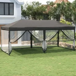 Telte & Lysthuse^Festtelte & havepavilloner - Living foldbart festtelt med sidevægge 3x6 m antracitgrå