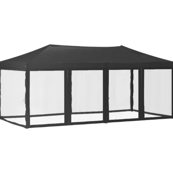 Telte & Lysthuse^Festtelte & havepavilloner - Living foldbart festtelt med sidevægge 3x6 m antracitgrå