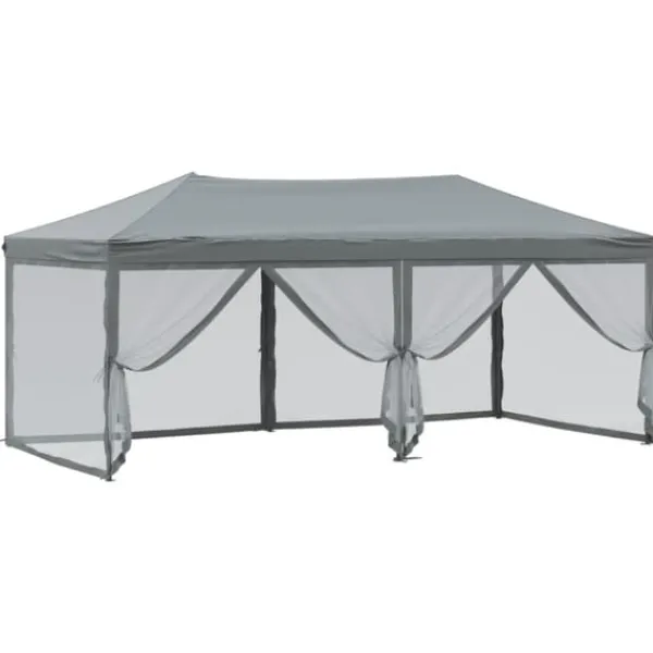 Telte & Lysthuse^Festtelte & havepavilloner - Living foldbart festtelt med sidevægge 3x6 m antracitgrå