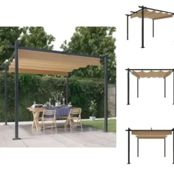 Buer, Spalier, Lysthuse Uden Tag^Festtelte & havepavilloner - Living havepavillon med sammenrulleligt tag 3x3 m gråbrun