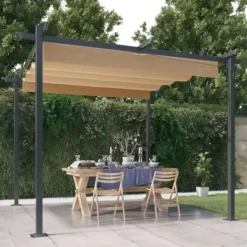 Buer, Spalier, Lysthuse Uden Tag^Festtelte & havepavilloner - Living havepavillon med sammenrulleligt tag 3x3 m gråbrun