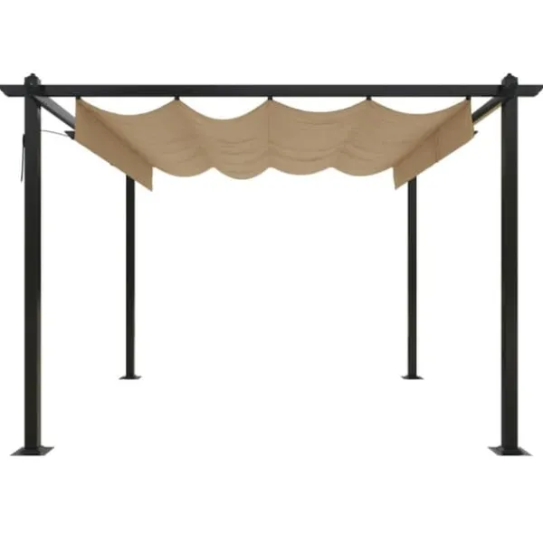 Buer, Spalier, Lysthuse Uden Tag^Festtelte & havepavilloner - Living havepavillon med sammenrulleligt tag 3x3 m gråbrun