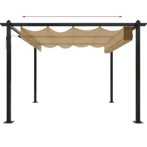 Buer, Spalier, Lysthuse Uden Tag^Festtelte & havepavilloner - Living havepavillon med sammenrulleligt tag 3x3 m gråbrun