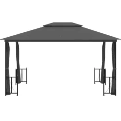 Telte & Lysthuse^Festtelte & havepavilloner - Living pavillon med sidevægge og dobbelttag 3x4 m antracitgrå