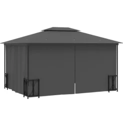 Telte & Lysthuse^Festtelte & havepavilloner - Living pavillon med sidevægge og dobbelttag 3x4 m antracitgrå