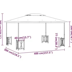 Telte & Lysthuse^Festtelte & havepavilloner - Living pavillon med sidevægge og dobbelttag 3x4 m antracitgrå