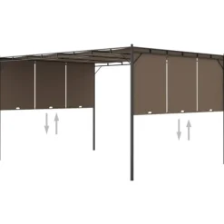 Clearance Festtelte & havepavilloner - Living havepavillon med sidegardin 4x3x2,25 m gråbrun Buer, Spalier, Lysthuse Uden Tag