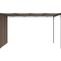 Clearance Festtelte & havepavilloner - Living havepavillon med sidegardin 4x3x2,25 m gråbrun Buer, Spalier, Lysthuse Uden Tag