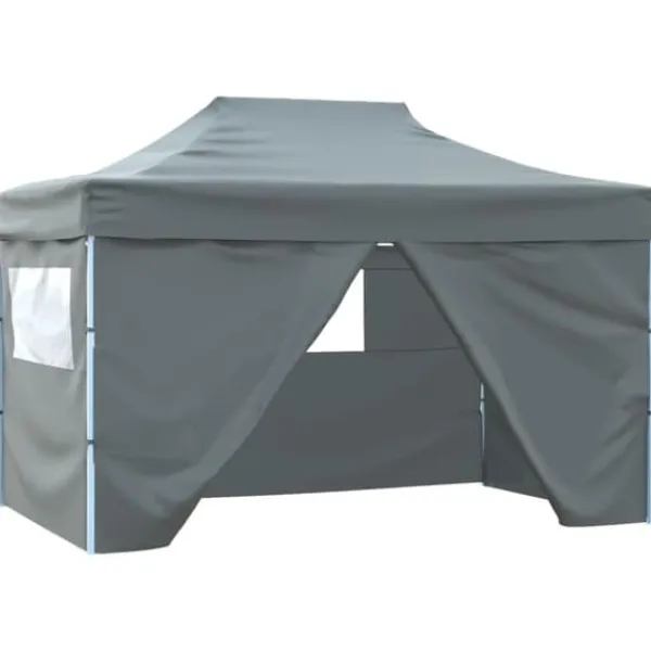 Telte & Lysthuse^Festtelte & havepavilloner - Living foldbart telt pop-up med 4 sidevægge 3 x 4,5 m antracitgrå