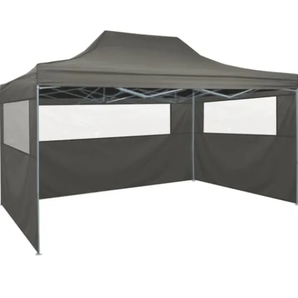 Telte & Lysthuse^Festtelte & havepavilloner - Living foldbart telt pop-up med 4 sidevægge 3 x 4,5 m antracitgrå