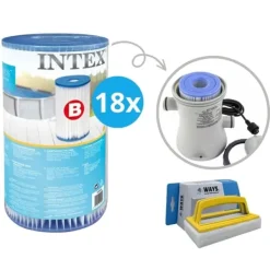 Pool- & Spatilbehør^Filtre Type B - Intex - 18 stykker - Velegnet til filterpumpe 28634GS & WAYS skrubbebørste