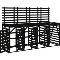 Skure, Garager & Carports^Firdobbelt skraldespandsskjuler i massivt fyrretræ | Farve: Sort