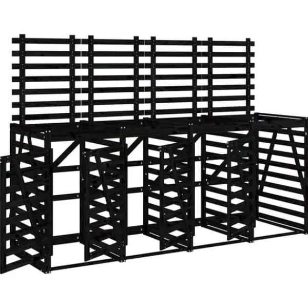 Skure, Garager & Carports^Firdobbelt skraldespandsskjuler i massivt fyrretræ | Farve: Sort