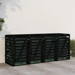 Skure, Garager & Carports^Firdobbelt skraldespandsskjuler i massivt fyrretræ | Farve: Sort