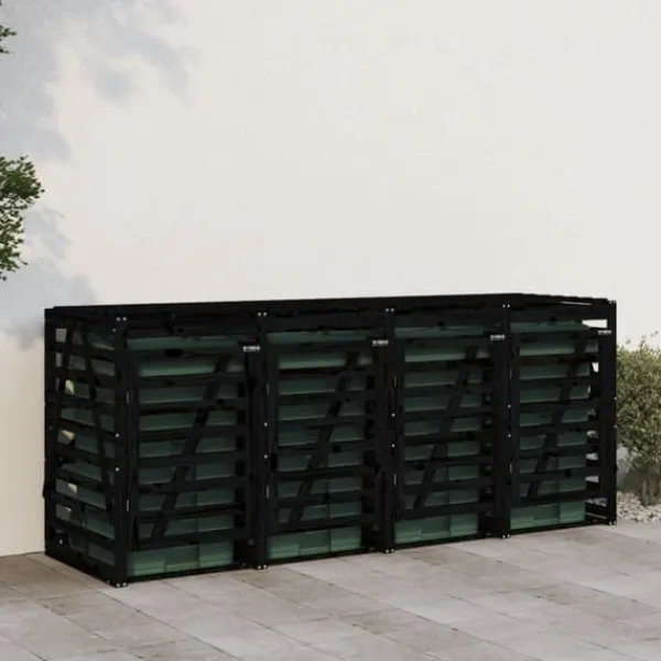 Skure, Garager & Carports^Firdobbelt skraldespandsskjuler i massivt fyrretræ | Farve: Sort