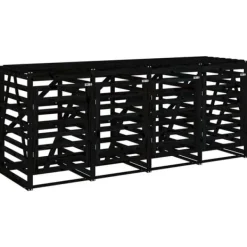 Skure, Garager & Carports^Firdobbelt skraldespandsskjuler i massivt fyrretræ | Farve: Sort