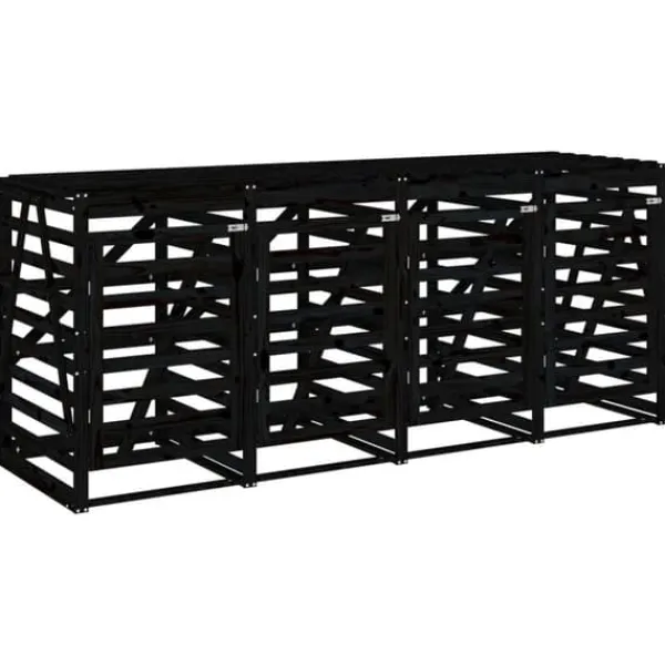 Skure, Garager & Carports^Firdobbelt skraldespandsskjuler i massivt fyrretræ | Farve: Sort