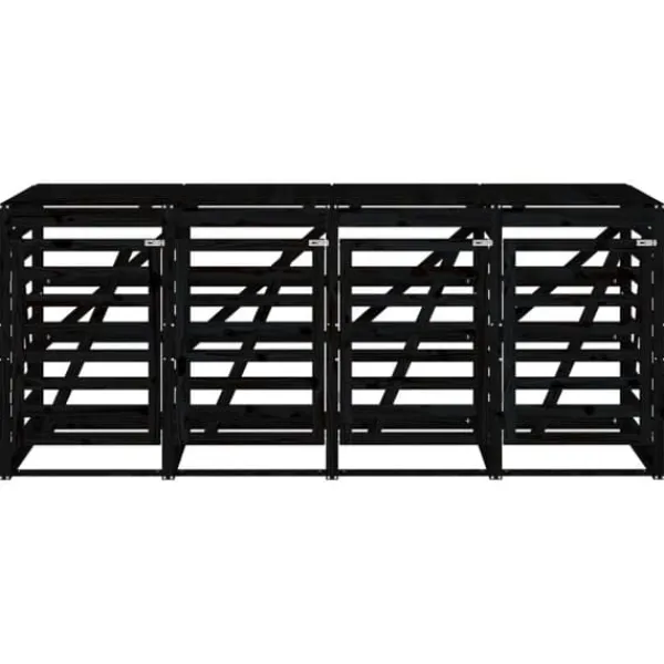 Skure, Garager & Carports^Firdobbelt skraldespandsskjuler i massivt fyrretræ | Farve: Sort