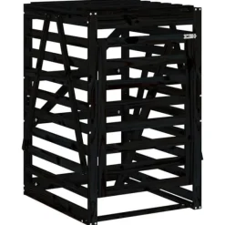 Skure, Garager & Carports^Firdobbelt skraldespandsskjuler i massivt fyrretræ | Farve: Sort