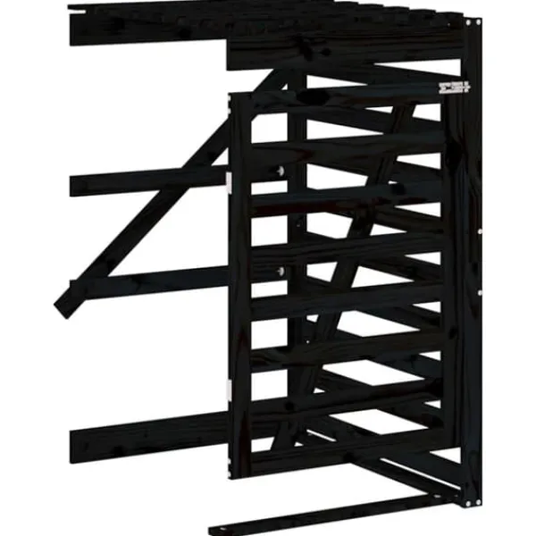 Skure, Garager & Carports^Firdobbelt skraldespandsskjuler i massivt fyrretræ | Farve: Sort