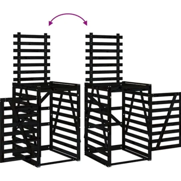 Skure, Garager & Carports^Firdobbelt skraldespandsskjuler i massivt fyrretræ | Farve: Sort