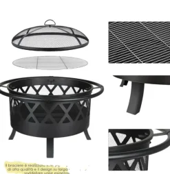 Pejse^Fire Bowl, 81 cm Diameter, Funkbeskyttende Grillrist