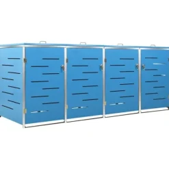 Hot Firedobbelt skraldespandsskjuler i rustfrit stål | Størrelse: 276,5x77,5x112,5 cm Skure, Garager & Carports