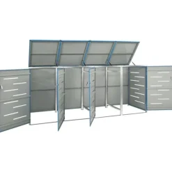 Hot Firedobbelt skraldespandsskjuler i rustfrit stål | Størrelse: 276,5x77,5x112,5 cm Skure, Garager & Carports