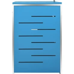 Hot Firedobbelt skraldespandsskjuler i rustfrit stål | Størrelse: 276,5x77,5x112,5 cm Skure, Garager & Carports