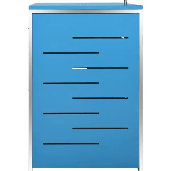 Hot Firedobbelt skraldespandsskjuler i rustfrit stål | Størrelse: 276,5x77,5x112,5 cm Skure, Garager & Carports